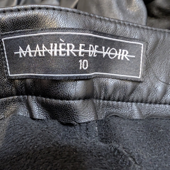 💘 Maniere de Voir Faux Leather Tacked Flared Trousers Pants US M (10) - Picture 5 of 5